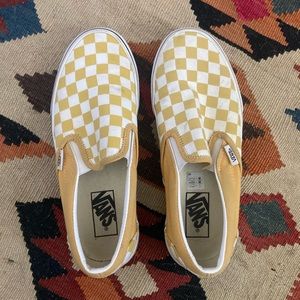 Vans checkerboard slip on yellow 7.5